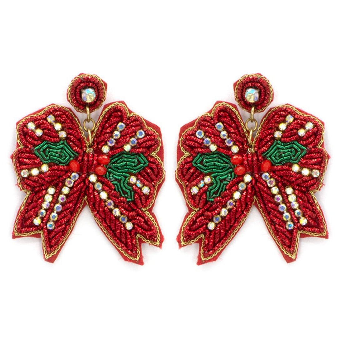 Red Christmas Bow Earrings