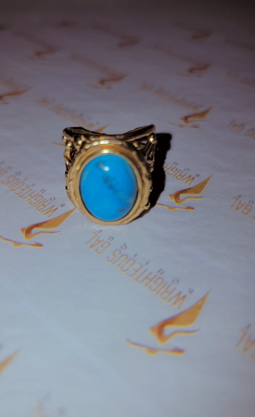 Golden Turquoise Stone Ring
