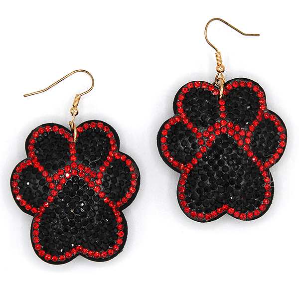Red & Black Paw Print Earrings